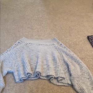 knitted grey crop sweater